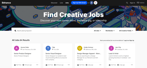 online writing jobs behance